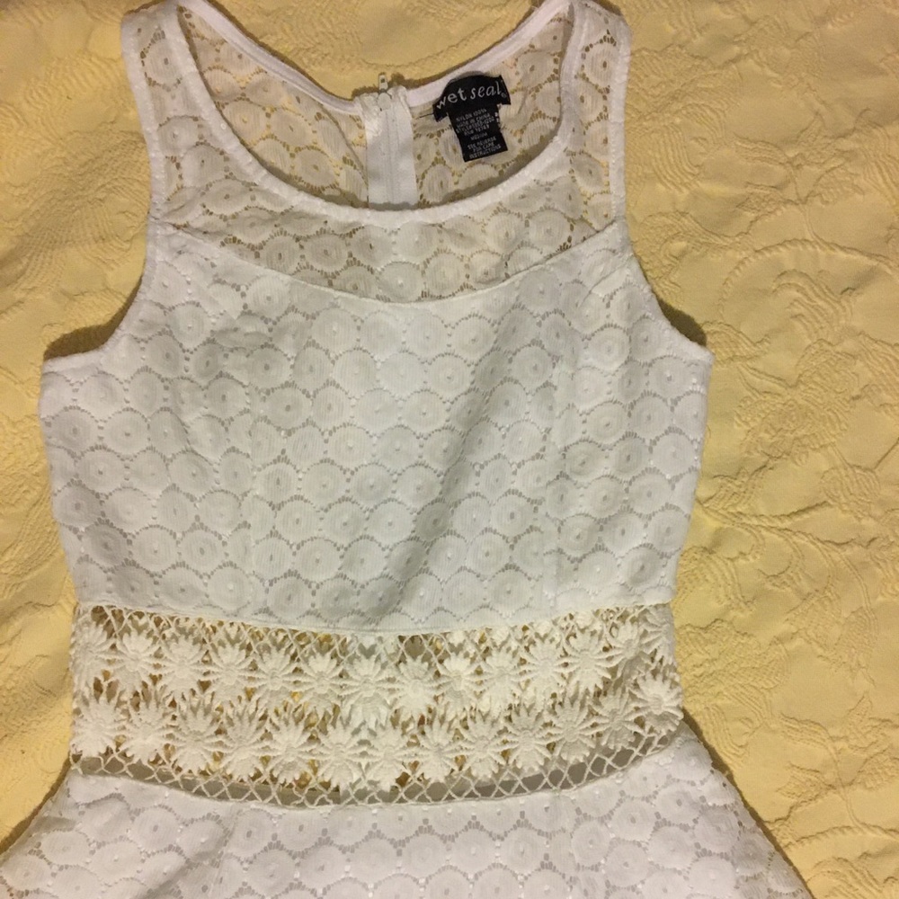 White lace mini dress